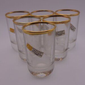 Set of 6 Crystal Mode Shot Glasses with Gold Trim(Lavorate e Decorate a Mano)